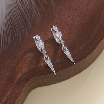 Drop Sparkling Pavé Triangle & Waved Mini Hoop Earrings
