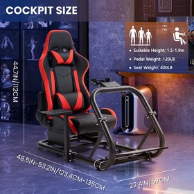 Minneer Racing Simulator Cockpit With Red Seat Fit Logitech G29 G923 Fanatec