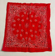 Vintage WAMCRAFT Red Paisley Cotton Bandana Handkerchief Made In USA NEW 1960's