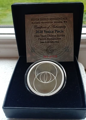 Rare "Sacred Geometry" 2020 Series 2 - 1oz Silver Proof Coins-VESICA PISCIS - Image 1 of 2