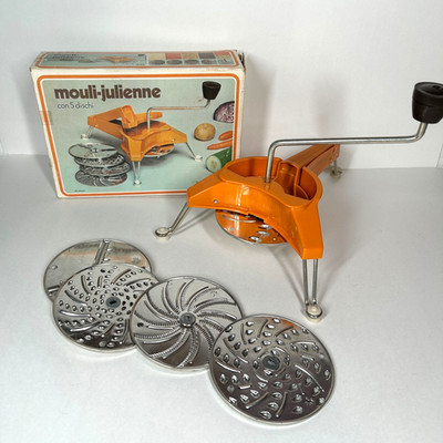 Mouli-Julienne 5 Disc Slicer Shredder Grater France Cream Vintage Moulinex 445