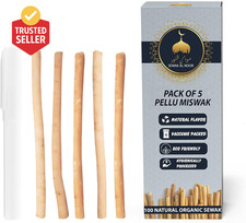 Pack of 5 Miswak Sticks for Teeth with Holder - Vacuum Sealed Natural Flavored C