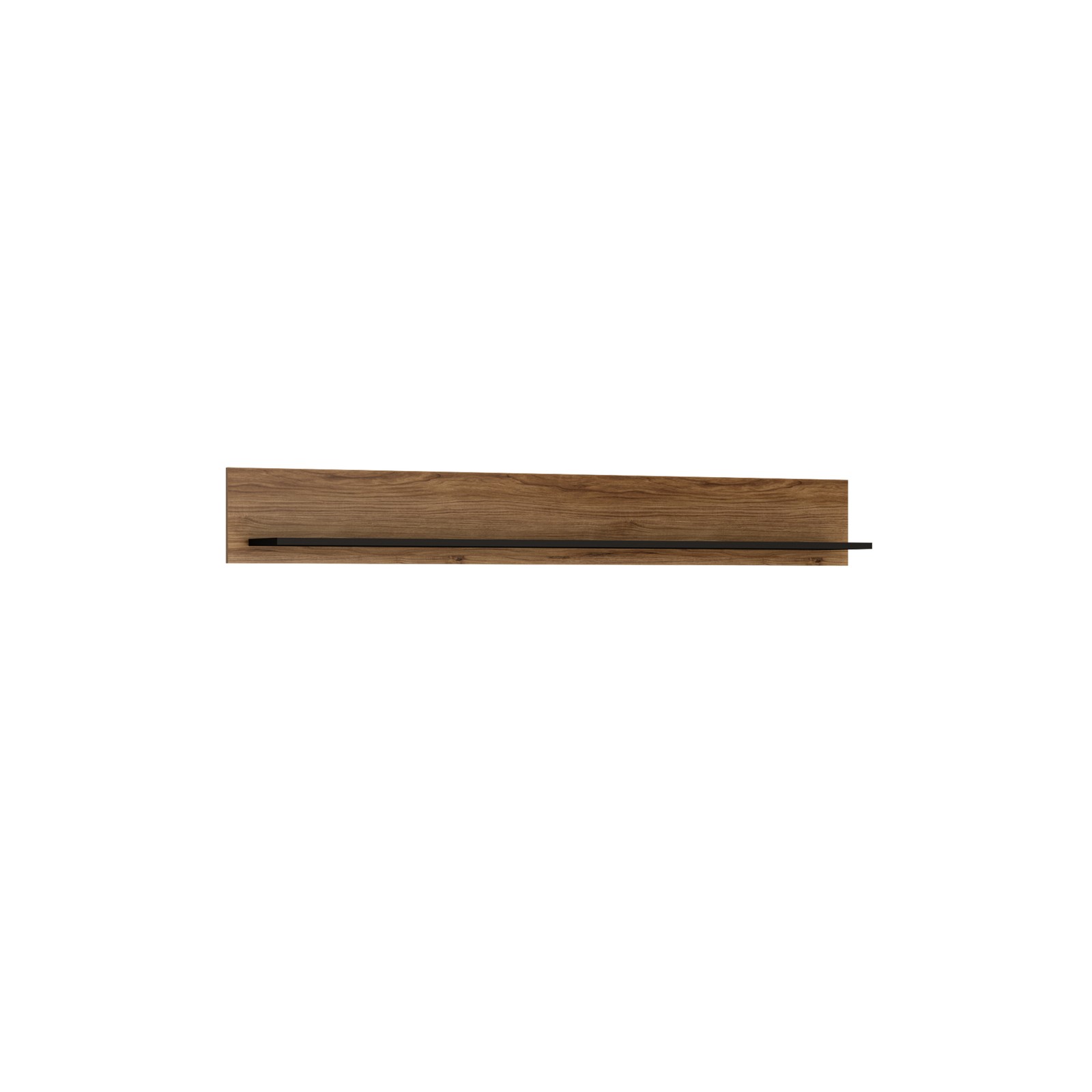 167cm Wall Shelf - Walnut & Black Finish, Modern Floating Design