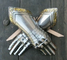 Medieval Late Gothic Knight Finger Gauntlets Armor Gloves 18GA Steel