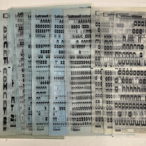 Letraset Instant Lettering Zipper Font 17 Sheets 36/42/72pt