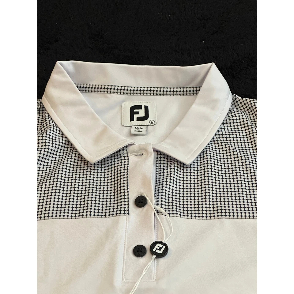 Polo para mujer FootJoy estampado yugo cuello blanco GRANDE Foto 3 de 4