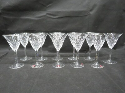 Set of 11 Vintage Orrefors Teardrop Crystal Wine Glasses 6''; Signed