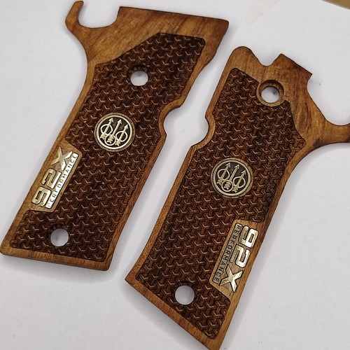 Beretta 92X Performance türkisch Nussbaum Holz Pistole Griffe NEU SET schönes Metall Logo - Bild 7 von 18