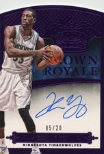 Thaddeus Young 2014-15 Panini Preferred Crown Royale Purple On Card Auto #D /20