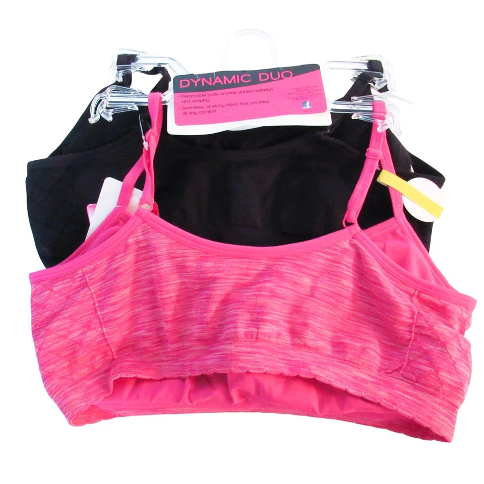 Sujetador deportivo activo Lily of France 2XL negro y rosa dúo dinámico paquete de 2 NUEVO Foto 2 de 4