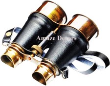 Antique Brass Binocular Vintage Leather Telescope Pirate Spyglass Nautical Gift