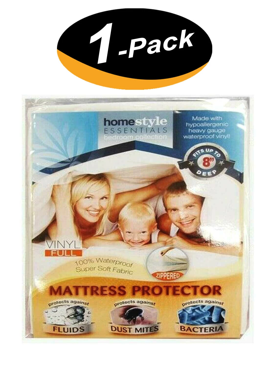 Vinyl Mattress Protector-Waterproof & Dust Mite Proof Durable Cover- Full Size