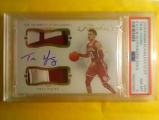 Trae Young 2019 Panini Flawless GOLD Dual Jersey Patch Auto RARE SSP #8/10 PSA 8