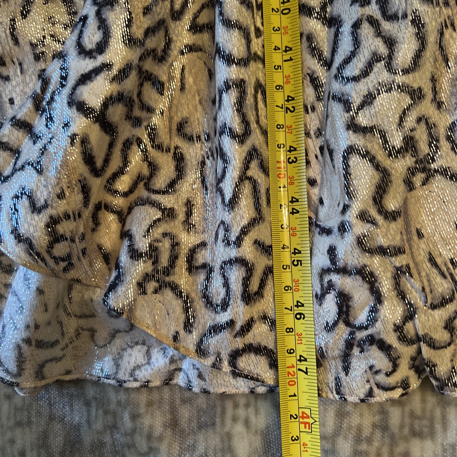 H&M Conscious 2 Midi Dress Light Beige Metallic Patterned Silk Blend Sleeveless  thumbnail 7