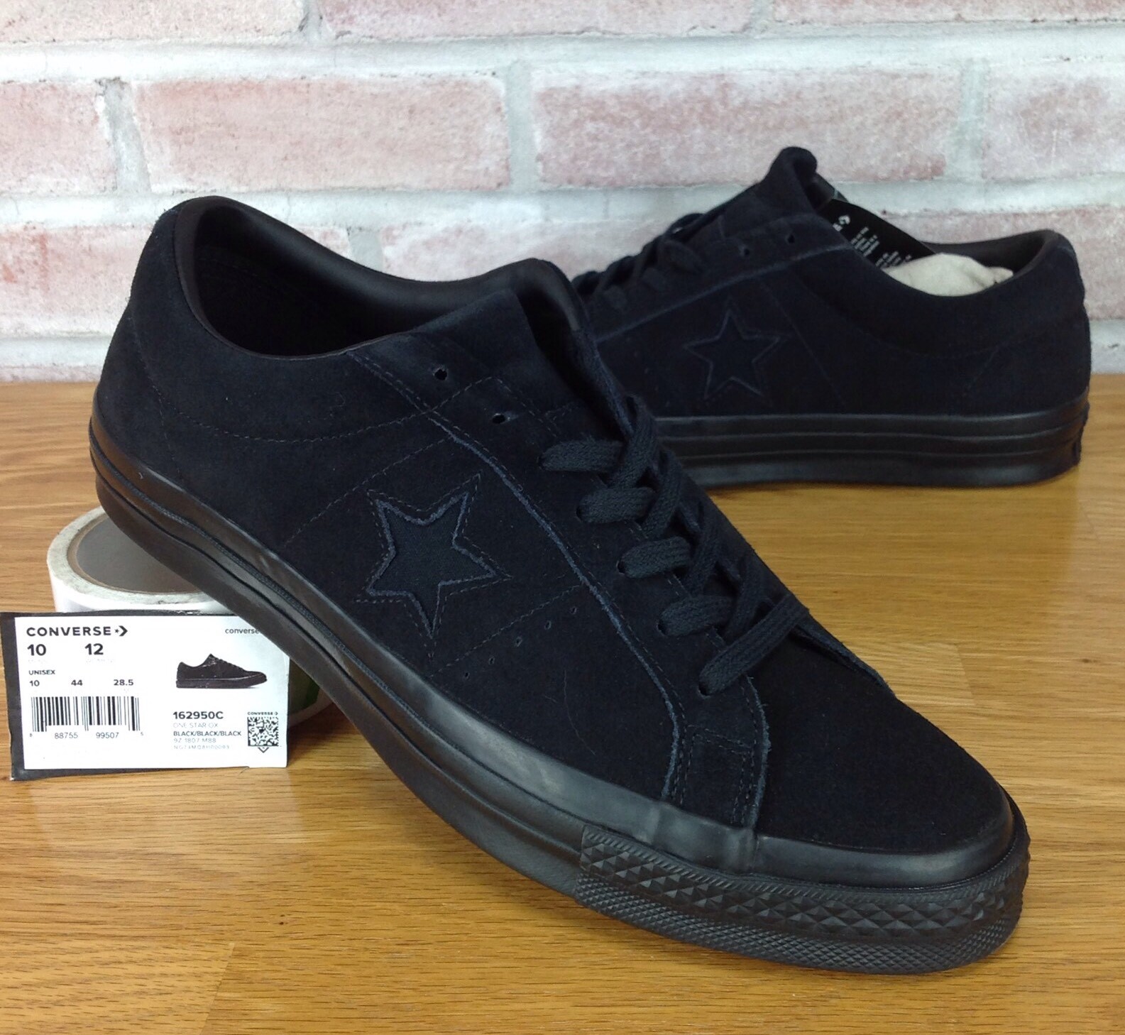 one star suede triple black low top