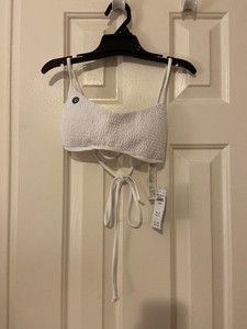white smocked bikini top