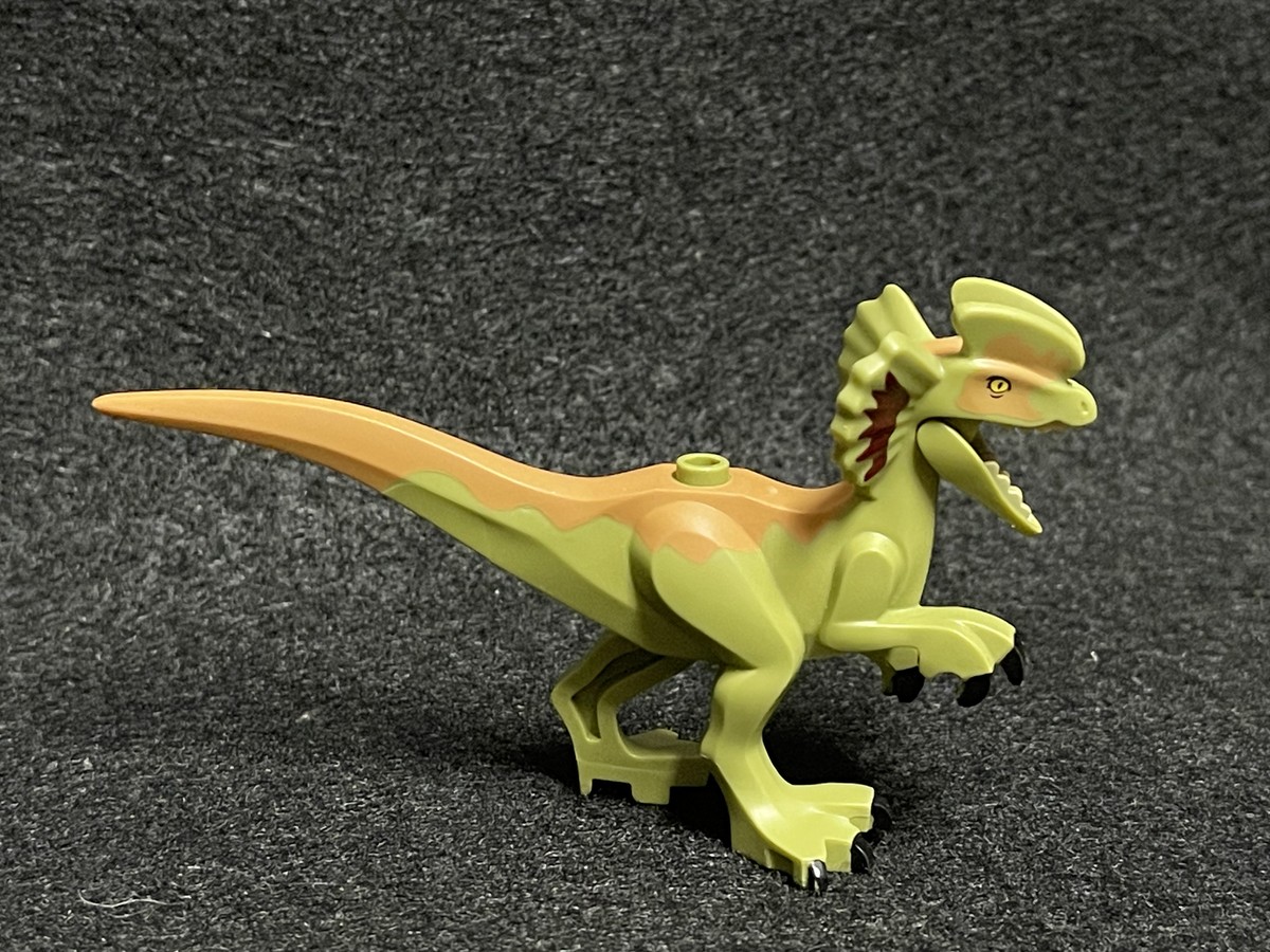 Lego Dinosaur Olive Green Dilophosaurus with Flexible Rubber Tail