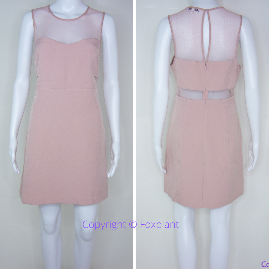 NEW Express dusty pink lace sleeveless mini dress with keyhole back, 12