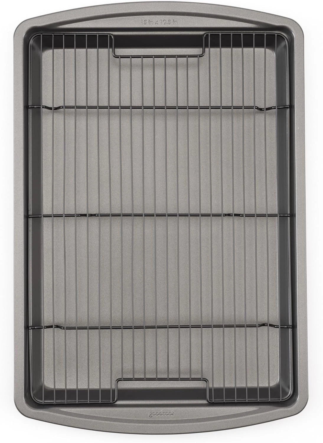 15” X 10.5” Nonstick Carbon Steel Baking Pan & Raised Wire Rack – Pizza Crisper,