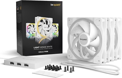 Be Quiet! 120 mm BL100 Light Wings Pwm Argb Gehäuselüfter X3 Gewehrlager 18 LEDs, WH
