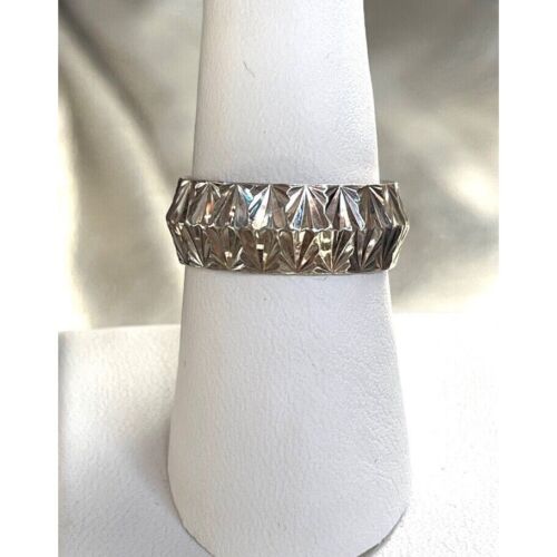 MILOR ITALY 925 STERLING SILVER BRIGHT CUT BAND RING SIZE 8 SKY - Picture 1 of 8