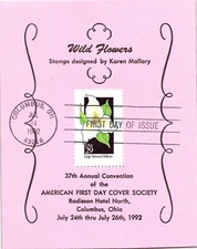 LARGE-FLOWERED TRILLIUM WILD FLOWERS AMERICAN FIRST DAY COVER SOCIETY CARD 1992