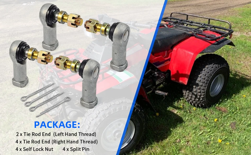 Tie Rod End Kit Left & Righ for Honda TRX300FW Fourtrax 300 TRX300 4X4 1988-2000 - Image 3 of 4