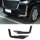 ABS Carbon Front Bumper Grille Cover Trim Strip For Cadillac Escalade 2021-2024