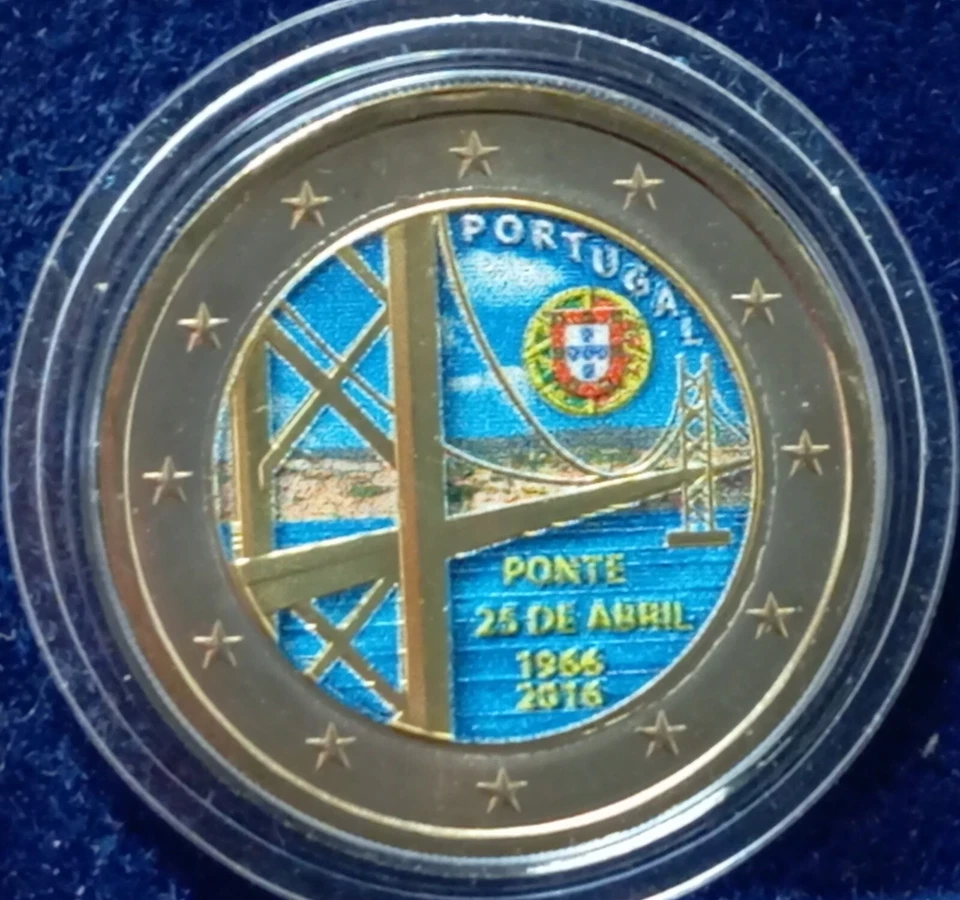 PORTUGAL 2 EURO 2016 Monnaie Colorisée - Photo 1/2