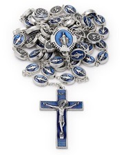 Miraculous Virgin Blue Rosary Beads Catholic Prayer Necklace Vatican from Italy
