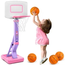 Toddler Little Girls Basketball Hoop Set with 4 Balls for Indoor Outdoor Age ...