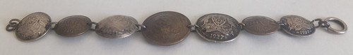 vintage folk art coin bracelet—1911 through 1945, four are Australia .925 silver - Picture 4 of 5