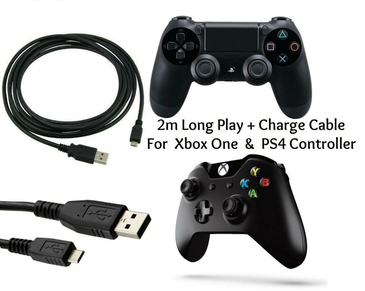 2M Long Play Charging Charger Lead Cable FIT PS4 Xbox One