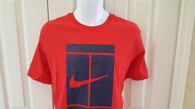Nike Court Men's Tennis T-shirt Heritage Logo DJ2594-657 Red | eBay