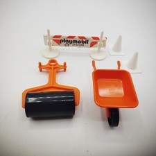 Playmobil 1974 Road Crew Construction Lot wheelbarrow roller cones roadblock
