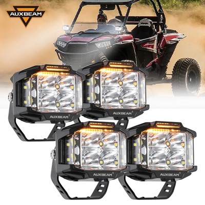 AUXBEAM 4'' Side Shooter LED Cube Pods Offroad Driving DRL For Polaris RZR PRO XP