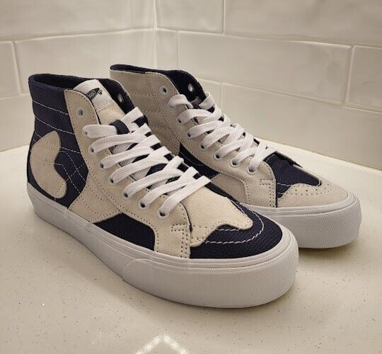 Vans Vault Sk8 High WP VR3 LX Mesh and Suede True White Navy Mens