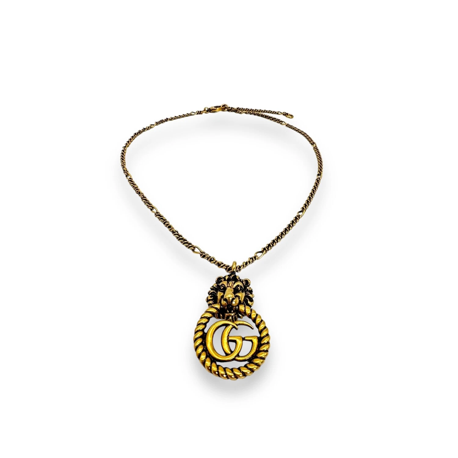 Collier pendentif Gucci tête de lion GG