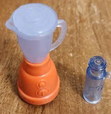 3pc Barbie Doll Dream House Accessory ORANGE BLENDER MIXER - BOTTLE KITCHEN