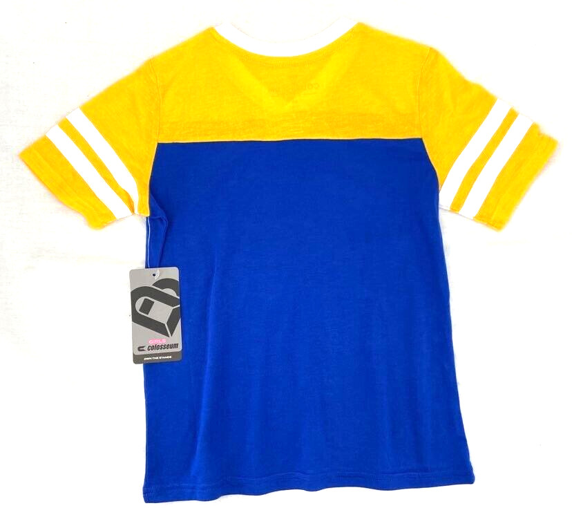 NEW Pitt Panthers Colosseum Blue Striped Short Sleeve V Neck Shirt Youth M 7-8