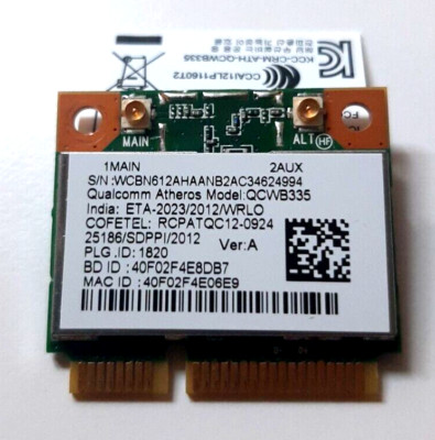 Qualcomm QCWB335 Acer Aspire E1 570 Z5WE1 Wireless PCI Wifi WLAN Card-CRC