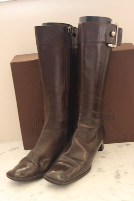 Louis VUITTON brown boots Leather Cap Toe Heels Pumps Shoes / FR 36