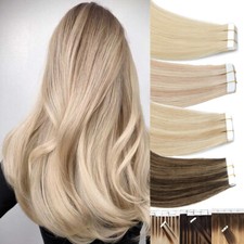 CLEARANCE Tape In 100 Real Remy Human Hair Extensions Skin Weft 40pcs Full Head