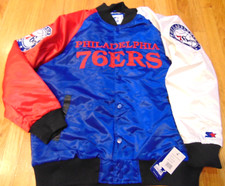 NWT STARTER RETRO NBA PHILADELPHIA 76ERS QUILTED SATIN JACKET SIZE XL