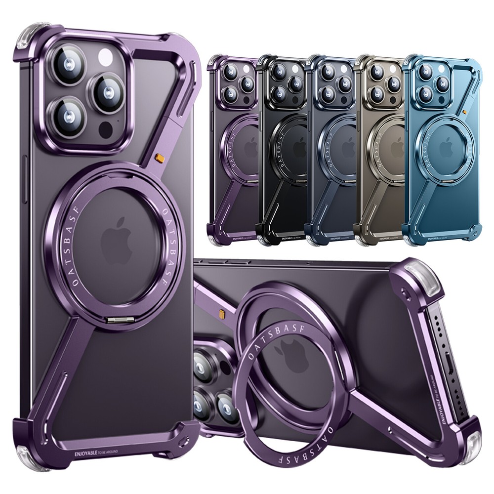 For iPhone 15 14 13 Pro Max Metal Aluminum Frameless Z Case Bumper Ring Holder