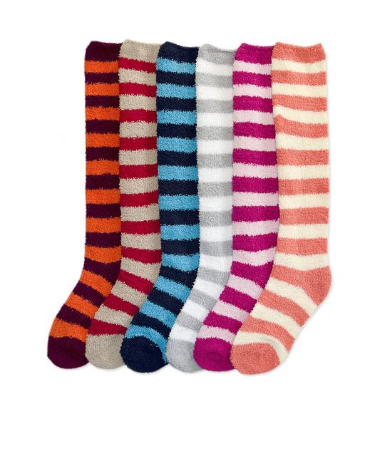 New 1 Pair Women 9-11 Plush Soft Fuzzy Knee High Socks Winter Warm Solid Stripes, calcetines altos - Vimarsana News
