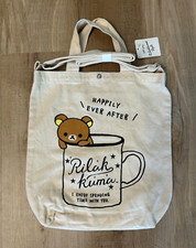 NWT San-X Japan RILAKKUMA Style Canvas TOTE Bag Shopping School Shoulder Strap