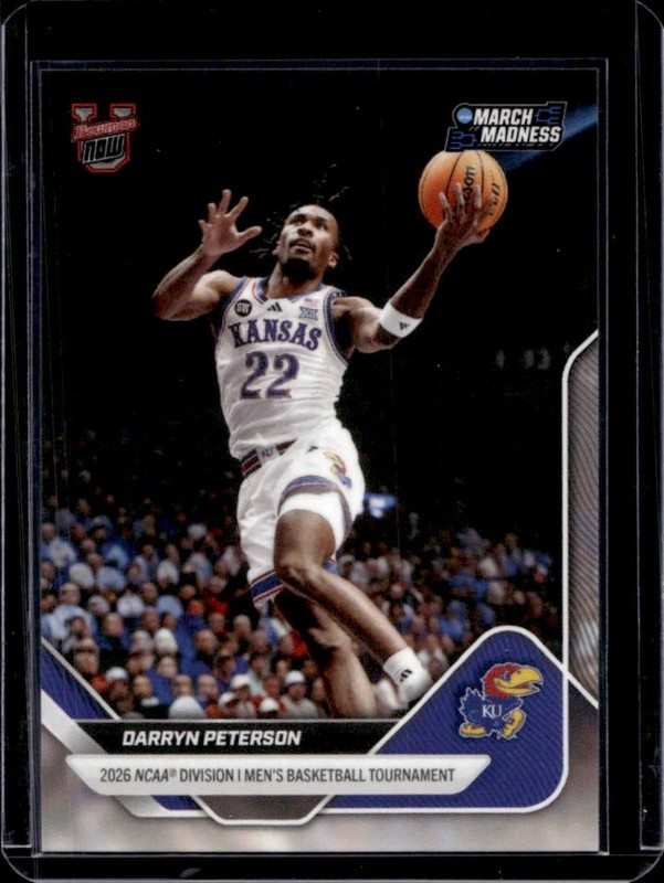 2025-26 Bowman U Now March Madness Darryn Peterson #1 Jayhawks