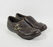 Clarks Collection Ashland Indigo Brown Leather Slip On Loafers Walking Shoes 6M
