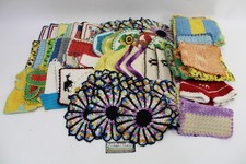 Vtg Lot 75 Handmade Crochet Pot Holders - Flowers, Cross, Dog++ Never Used NOS